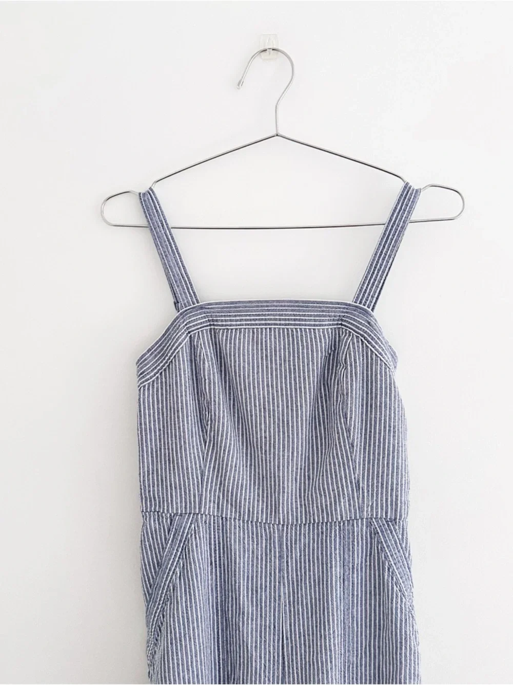 Old Navy Striped Linen Blend Smocked Jumpsuit | Wide Leg | Coastal Boho | S Tall